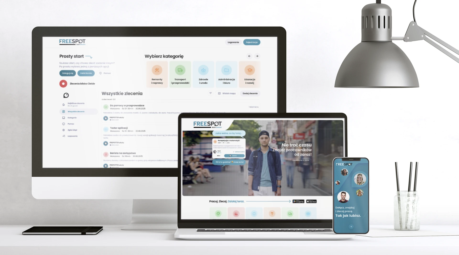 Freespot — portal ze zleceniami na monitorze, laptopie i telefonie